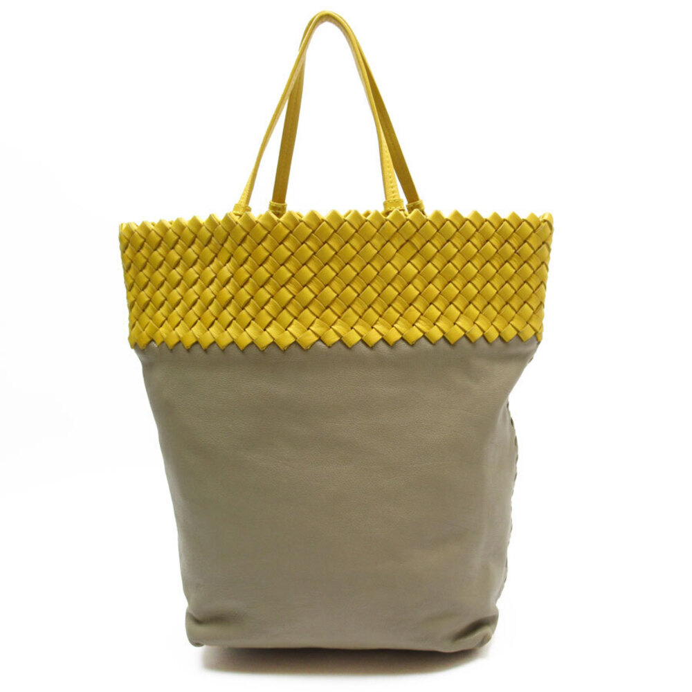 Bottega Veneta handbag brown yellow intrecciato leather